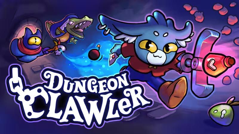 Blue hero Sir Bunalot, a rabbit with a hook for an arm, charges through the dungeon with a dagger chased by enemies.