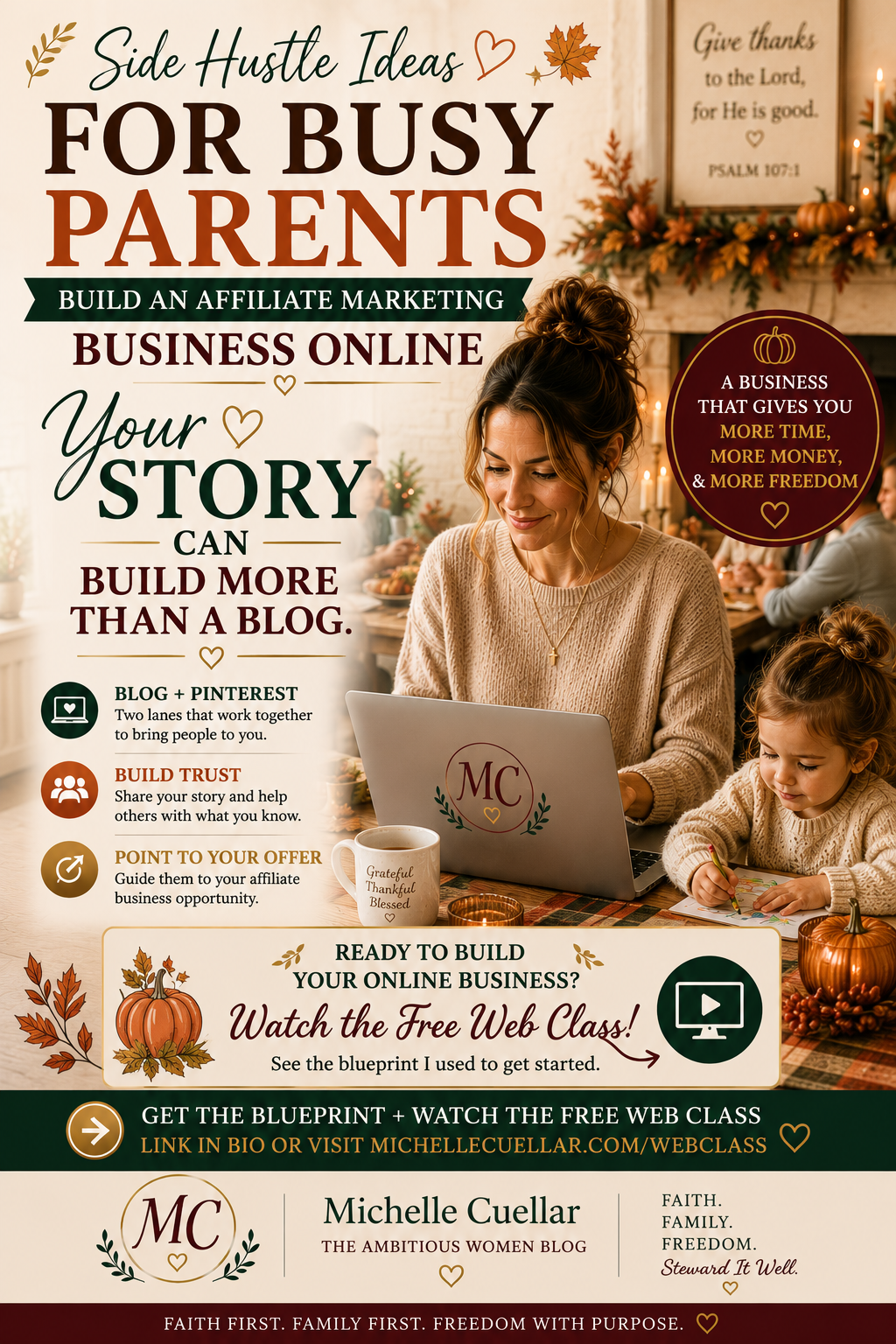 Blog blogging business opportunity online business ideas legit work from home make money online side hustle ideas busy parents more time freedom financial freedom affiliate marketing time management dream life Pinterest content creation