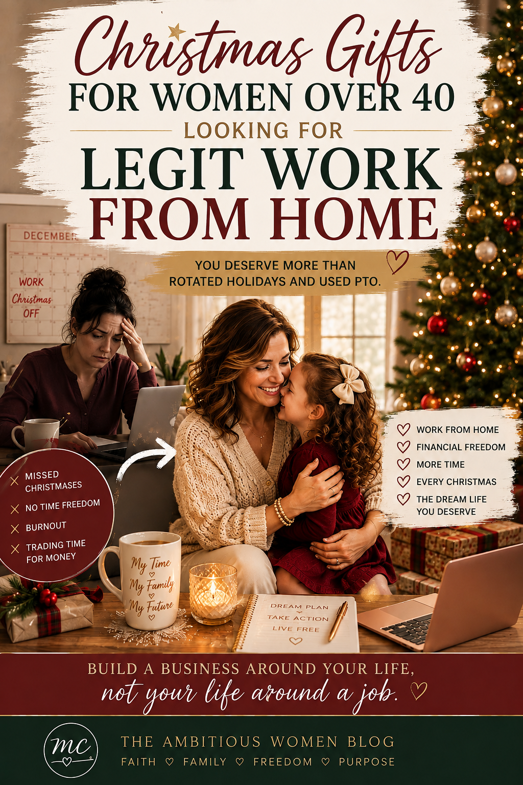 Ambitious Women Business Opportunity Dream Life Christmas Financial Freedom Online Business Work From Home Legit Work From Home First Time Mom work from home, burnt out, Time Freedom Family First Business