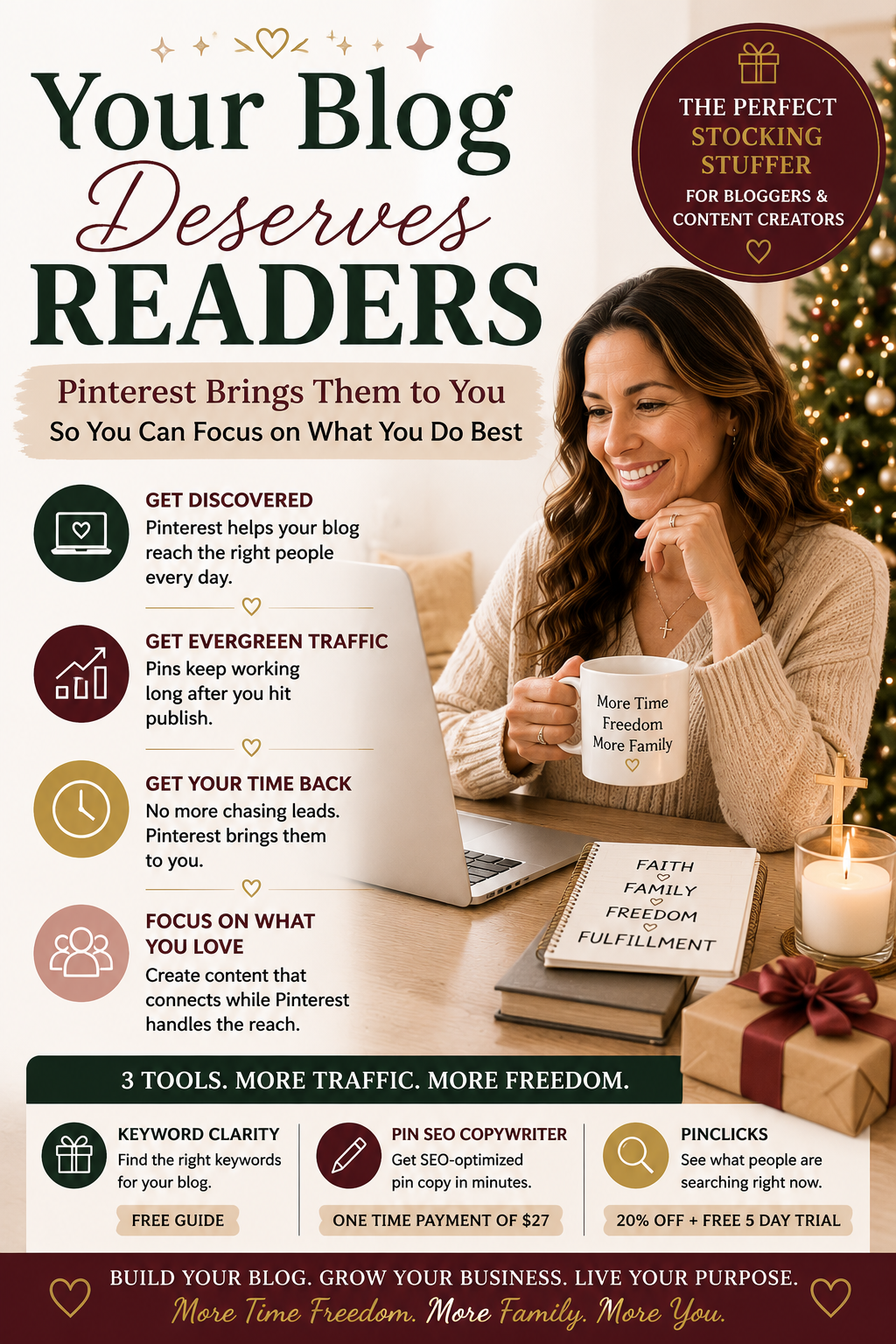 Pinterest marketing lead generation blog bloggers beginners blogging tip online business tips ambitious women legit work from home evergreen traffic creative marketing content creator ideas family time stocking stuffer ideas family first time freedom