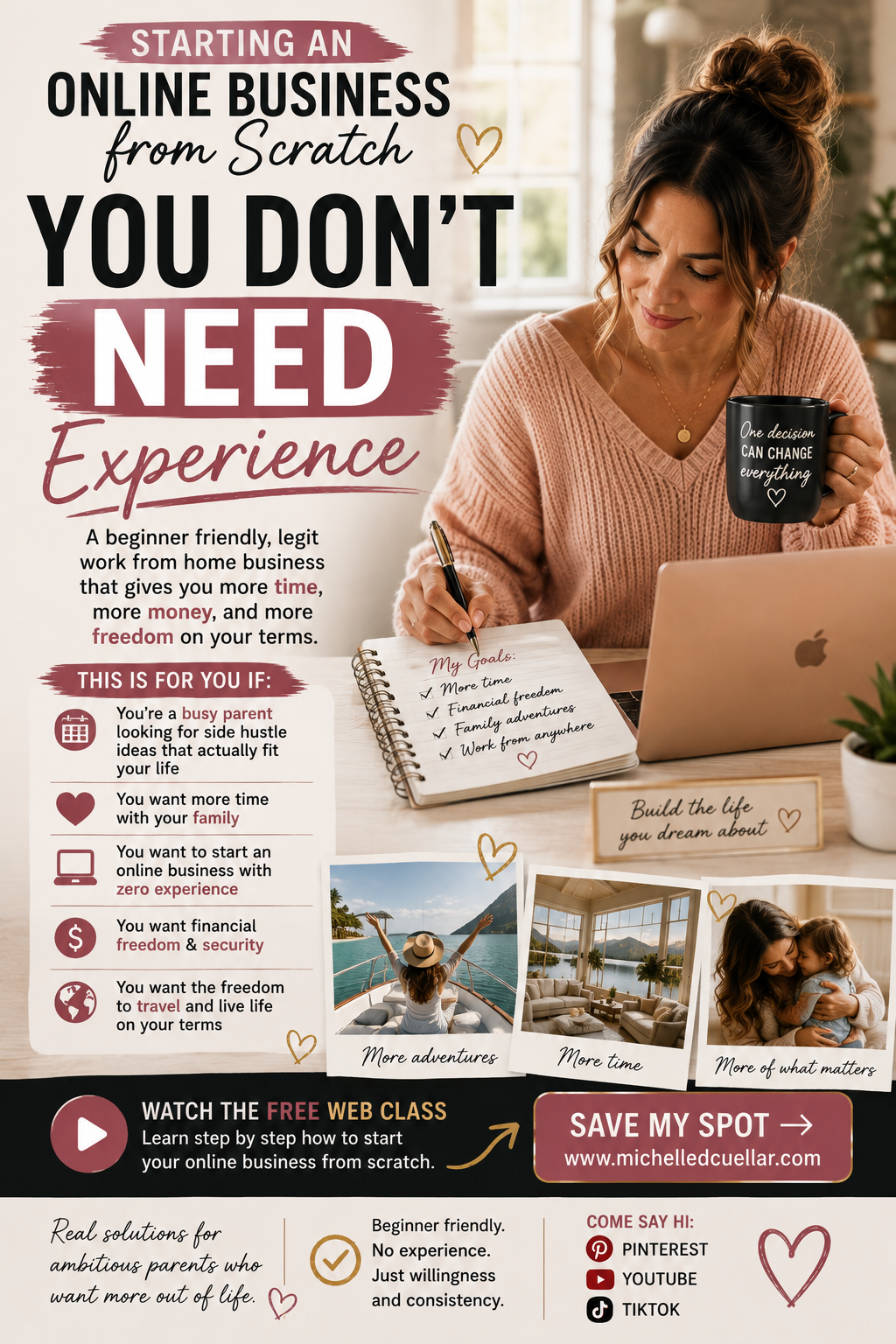 business opportunity, work from home busy parents ambitious women more time more money make money online content creator affiliate marketing online business ideas financial freedom family first business family time travel adventure time side hustle