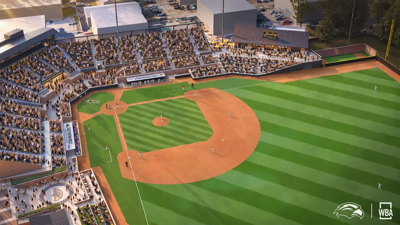 Rendering of proposed Left Field Landing and seating improvements at Southern Miss Pete Taylor Park