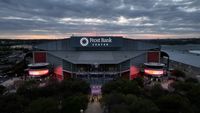 Exterior of Frost Bank Center in San Antonio at dusk.