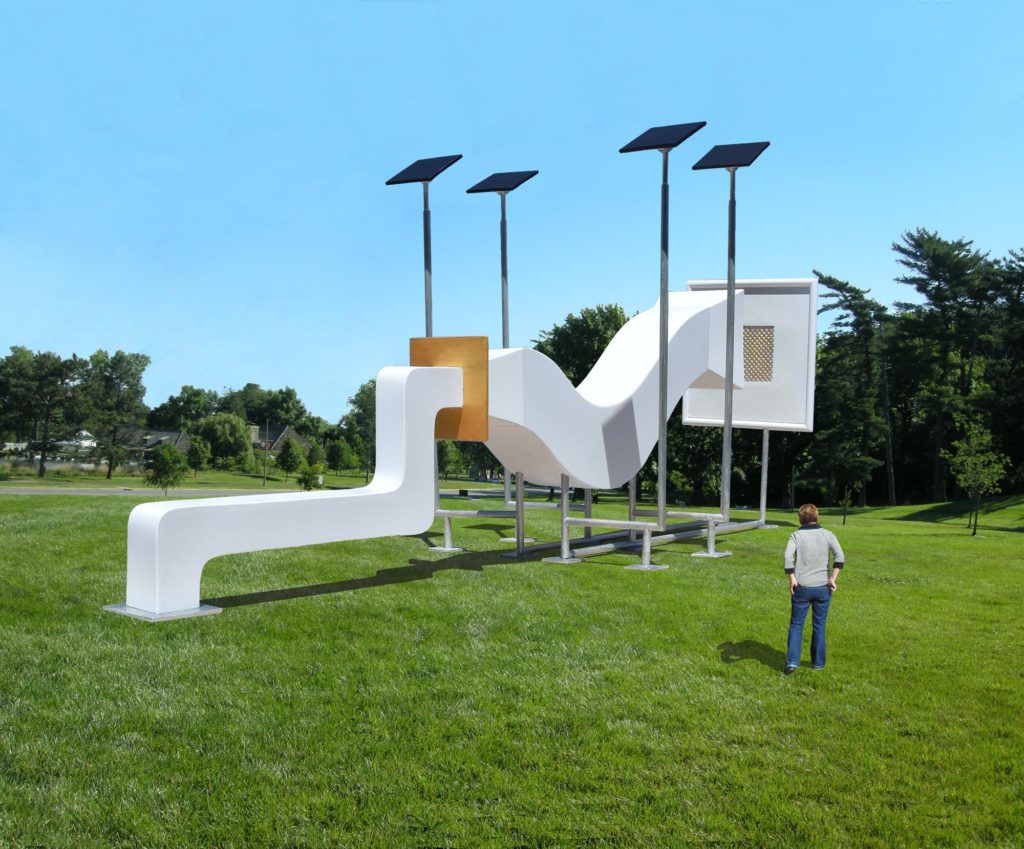 Four large solar cell panels that convert sunlight into electricity are integrated into the design. By Michael Jantzen