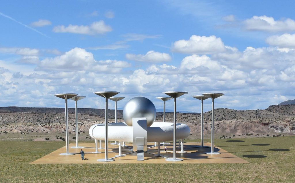 From the series Mysterious Places, this public art piece by Michael Jantzen seems like a kind of super solar energy collection and storage plant.