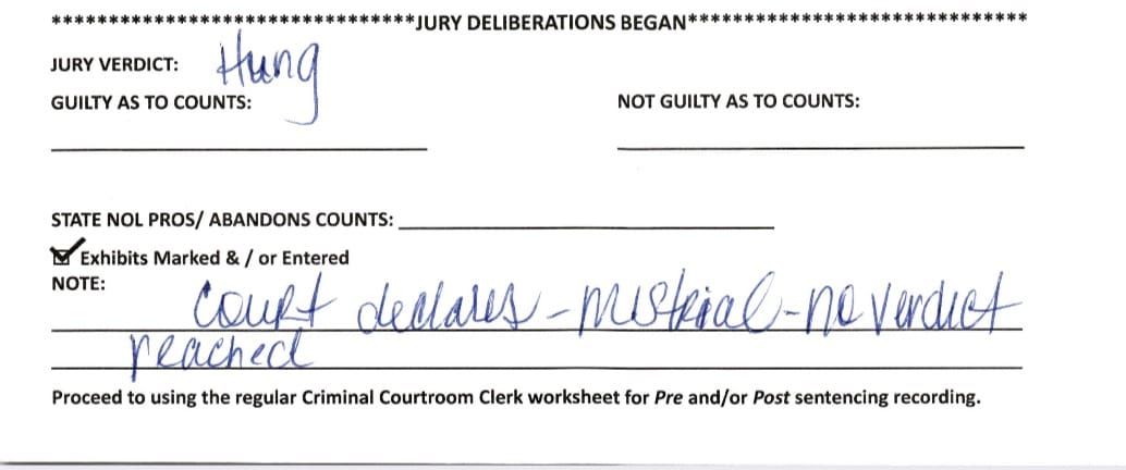 Jury Hangs in Dice-Game Murder Trial