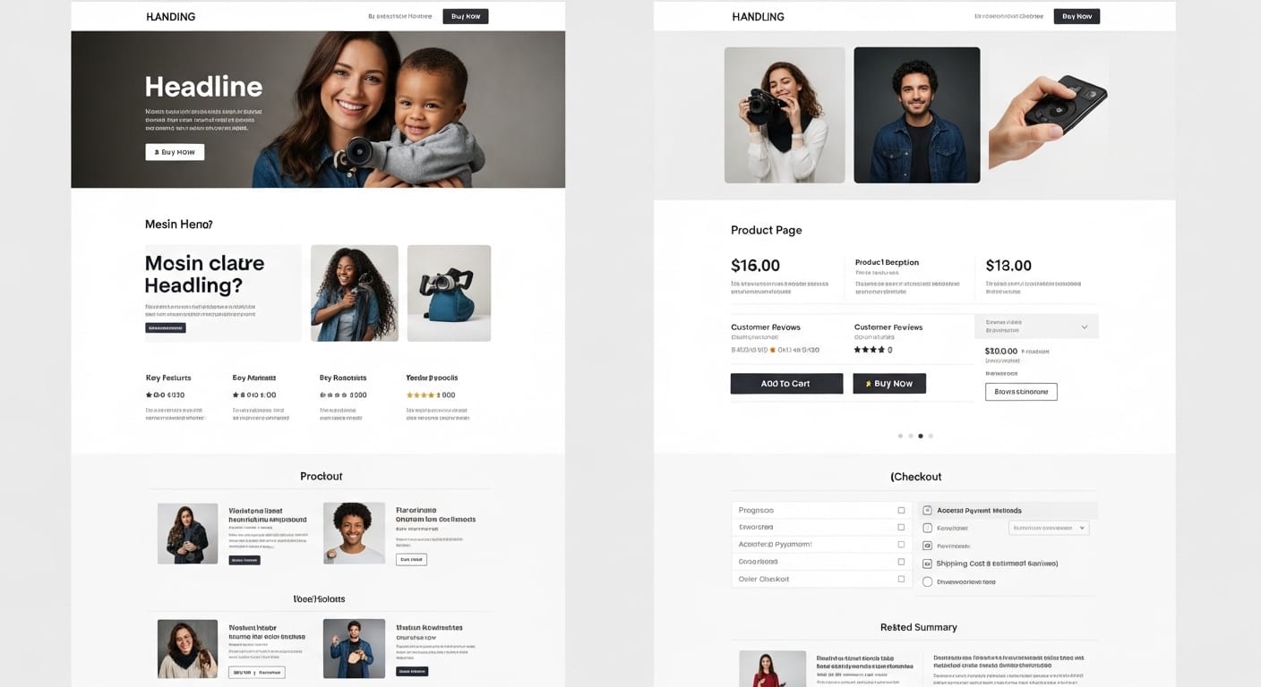 CRO checklist showing organized sections for landing page, product page, checkout, and visual content optimization