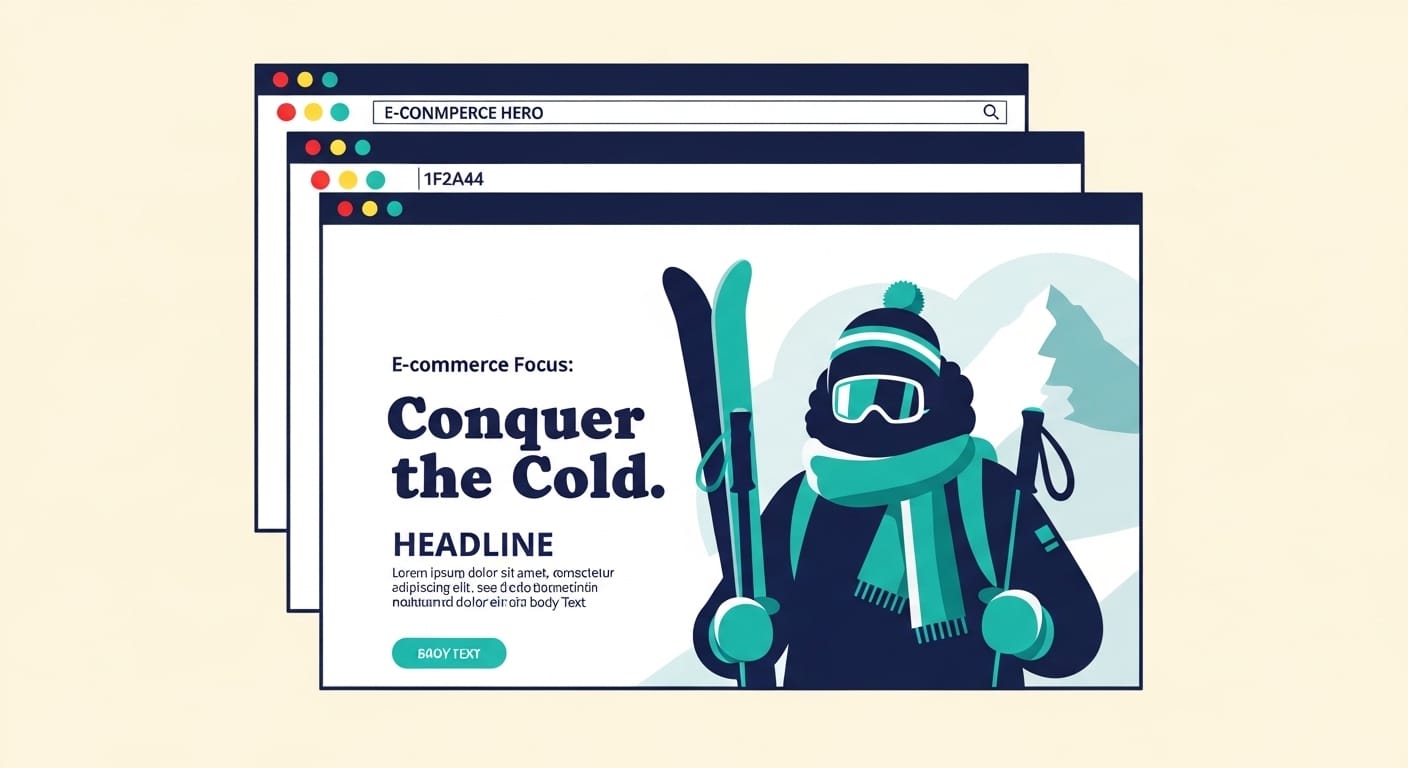 Three stacked browser window illustrations showing the same WordPress layout with different hero content per visitor context