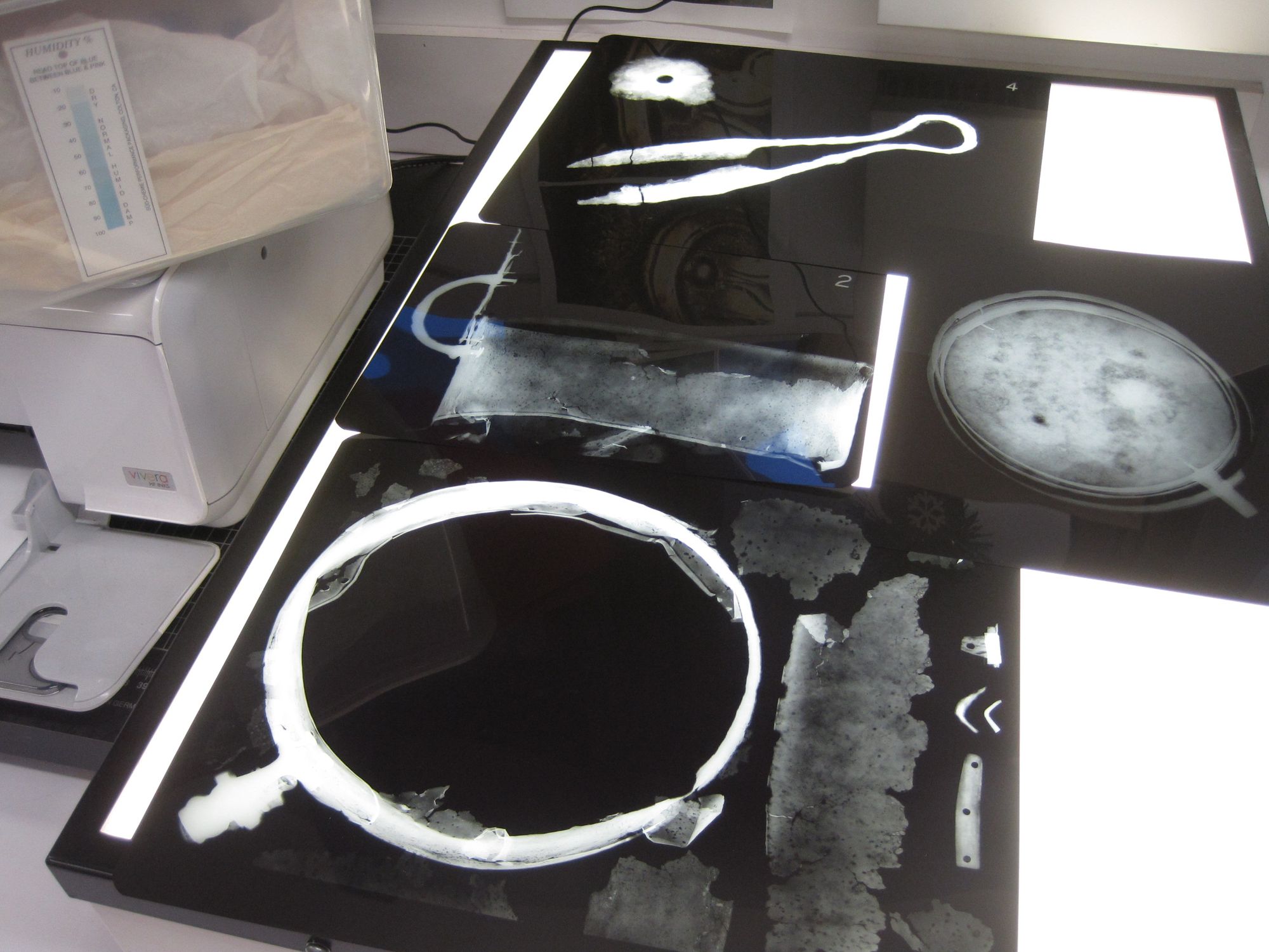 Text Box: X-Rays of the hoard taken on its arrival in the lab

