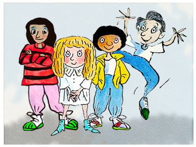 The four Visualize Results Stories characters