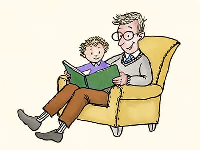 A grandparent reading with a child