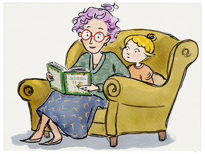 Janice reading with children