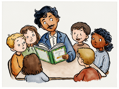 Classroom teacher with small group of children