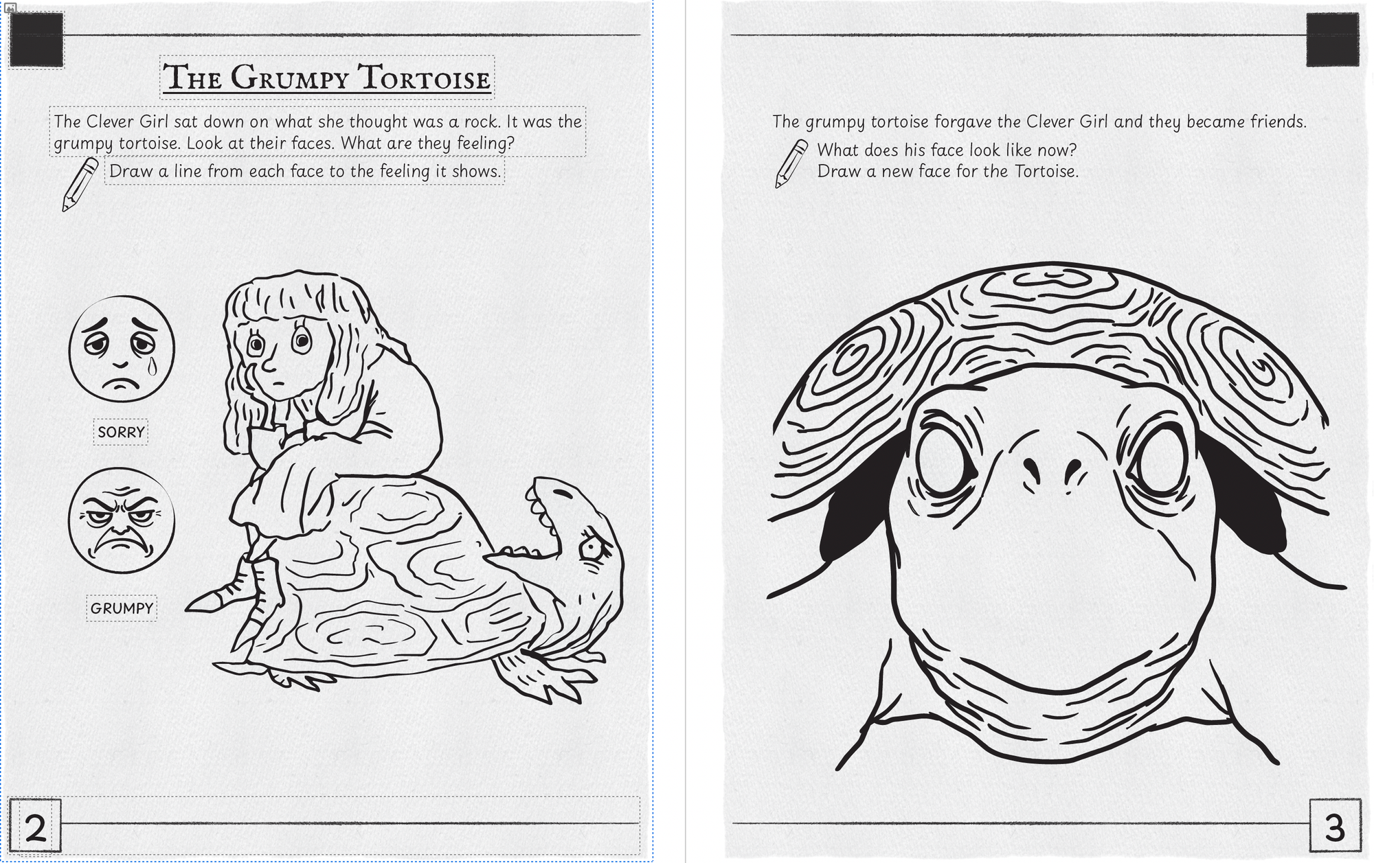 The Grumpy Tortoise learning activity from the Clever Girl curriculum, a visual thinking exercise for late readers