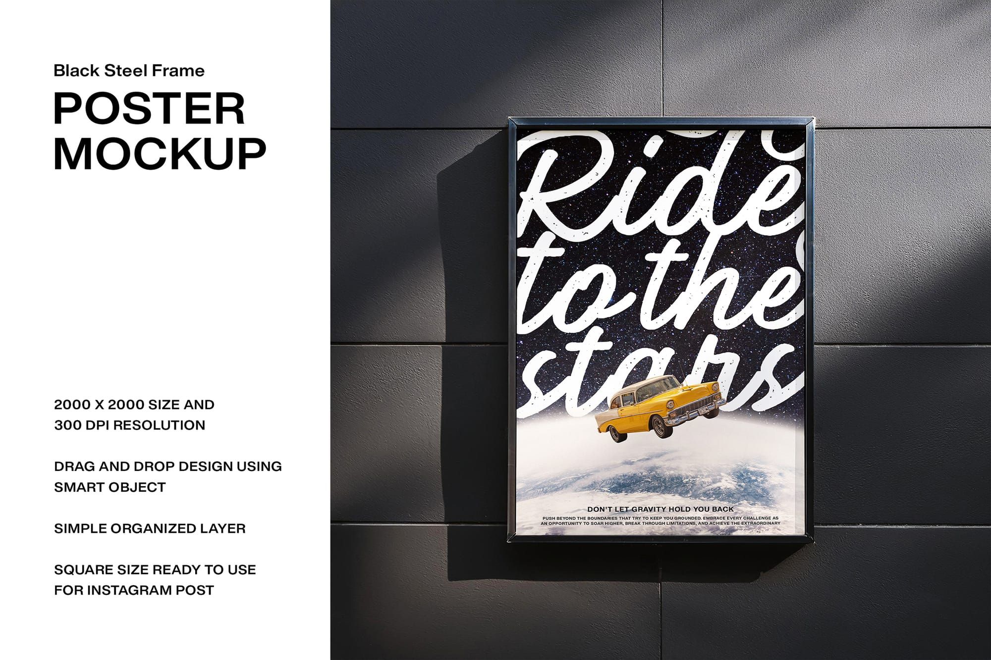 Black Steel Frame Poster Mockup