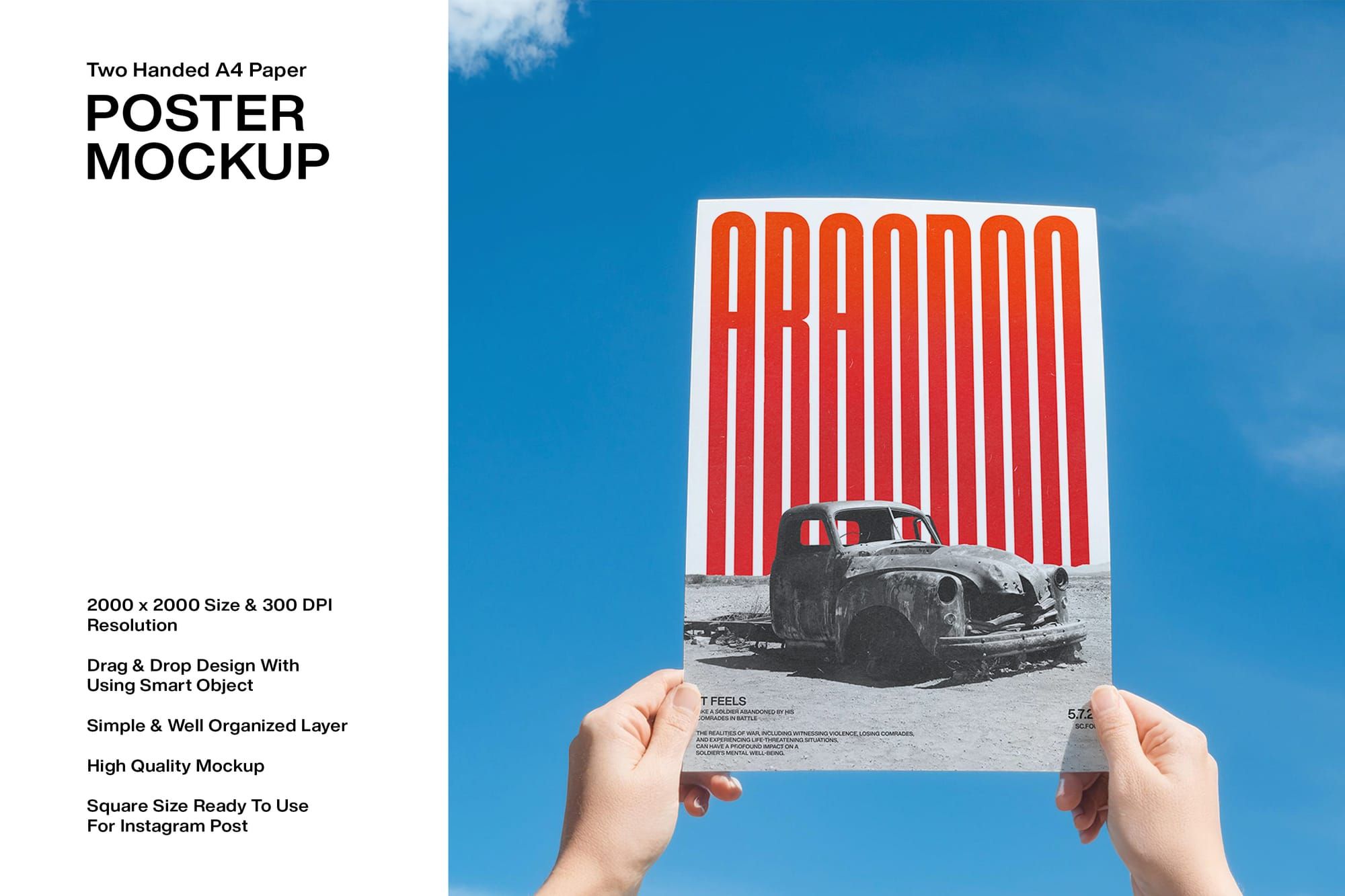 Two Handed A4 Paper Poster Mockup
