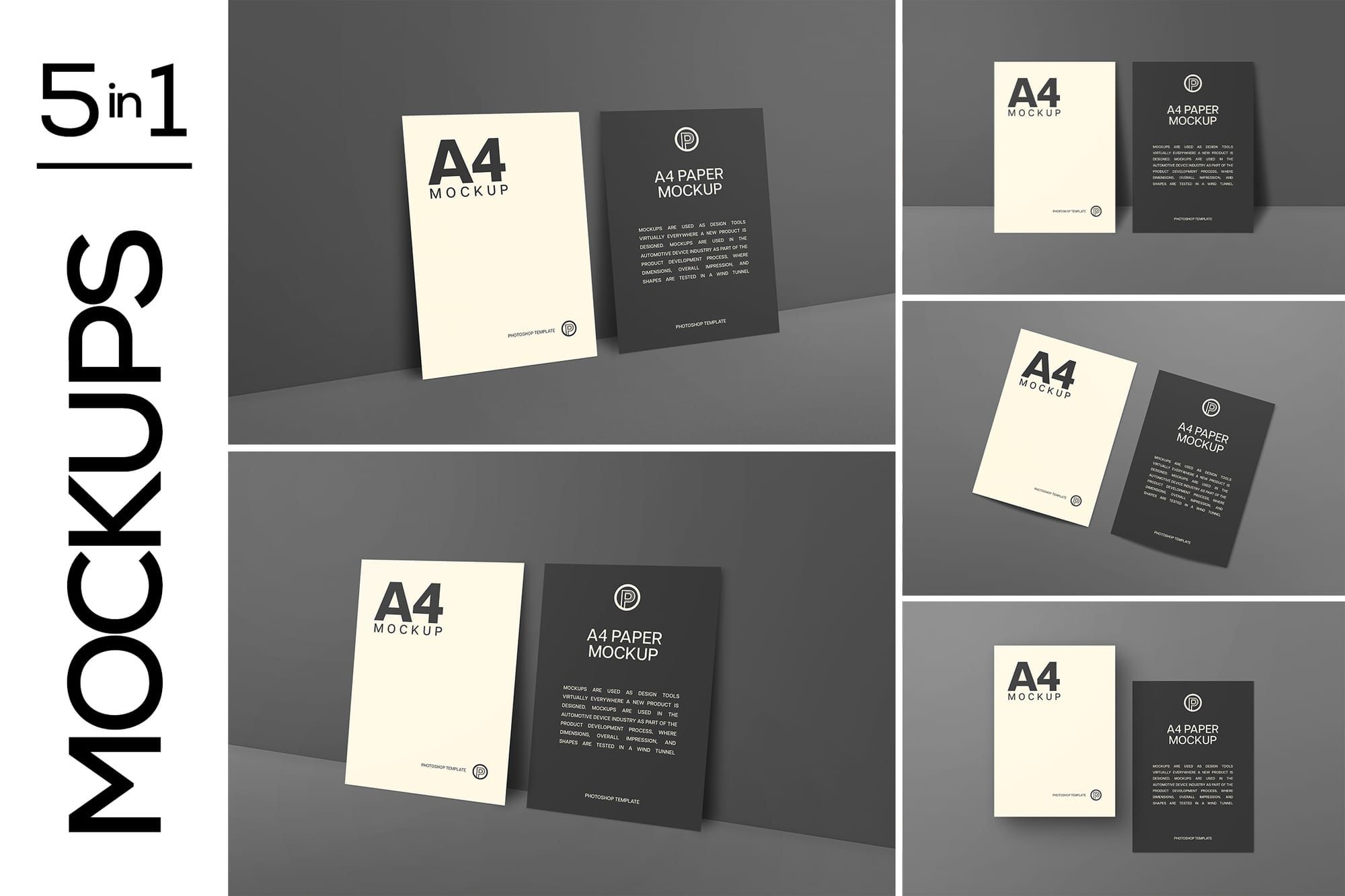 A4 Paper Set Mockup