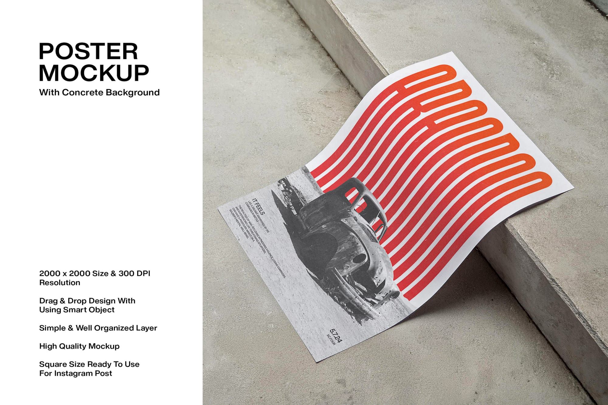 Poster Mockup With Concrete Background