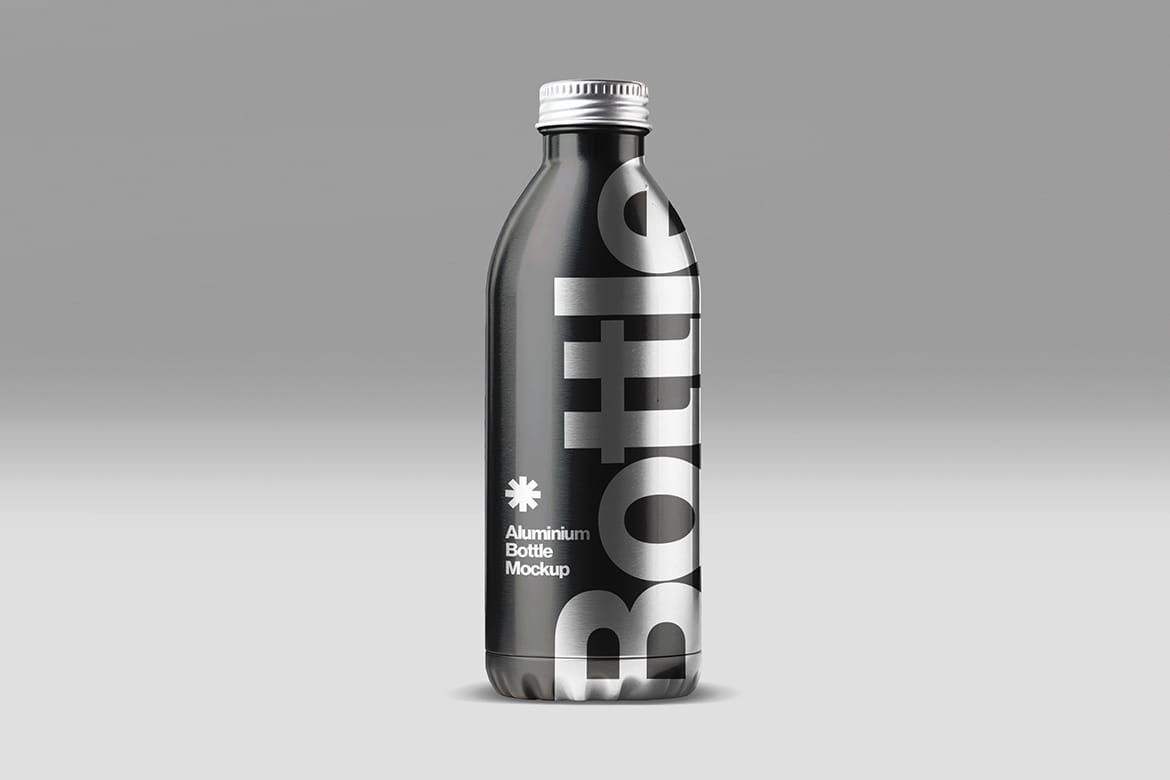 Aluminium Bottle Mockup – Realistic Metal Bottle Packaging Mockup