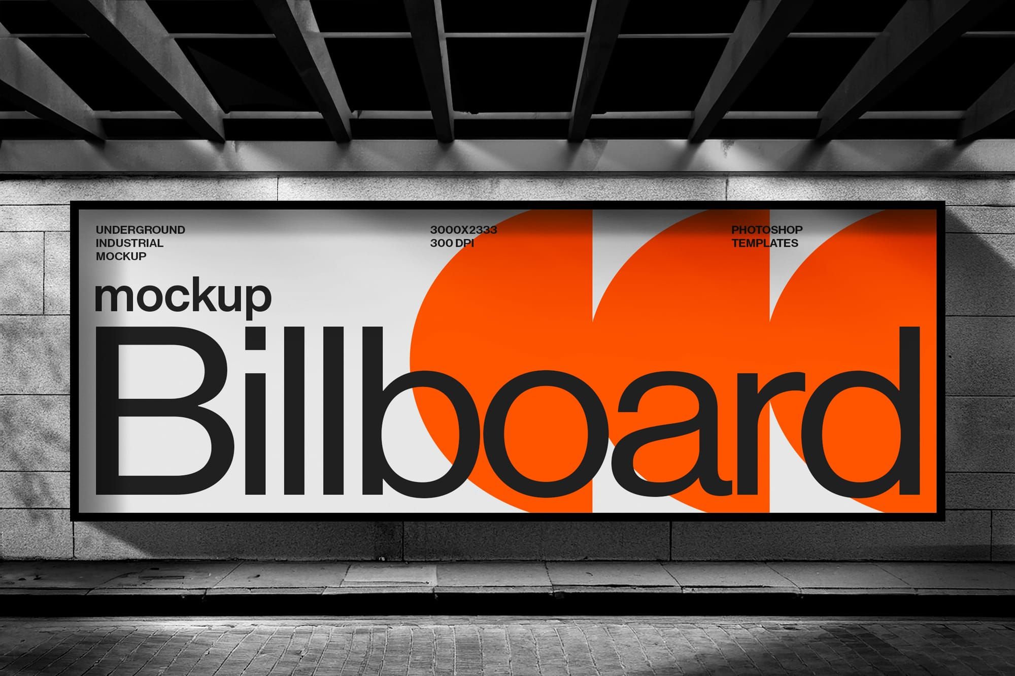 Underground Industrial Billboard Mockup
