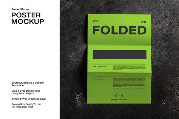 Folded Paper Poster Mockup