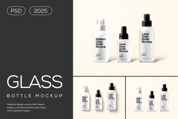 Glass Cosmetic Bottle Mockup