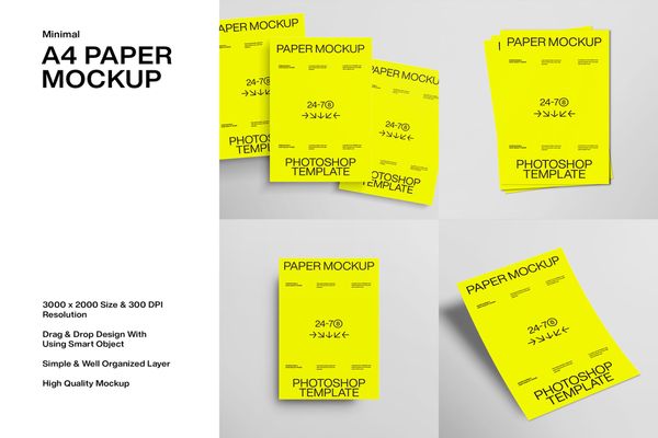 Minimal A4 Paper Mockup