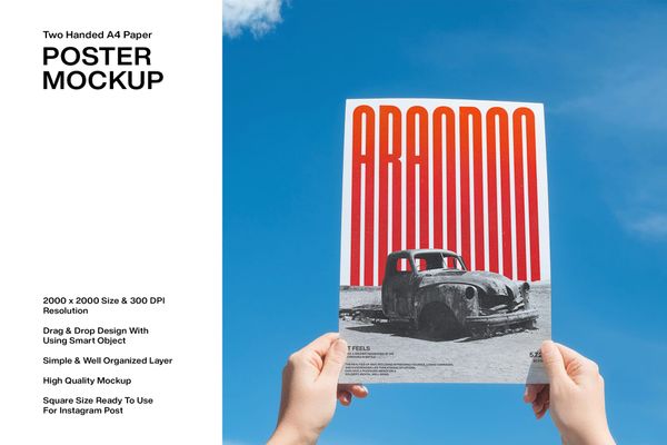 Two Handed A4 Paper Poster Mockup