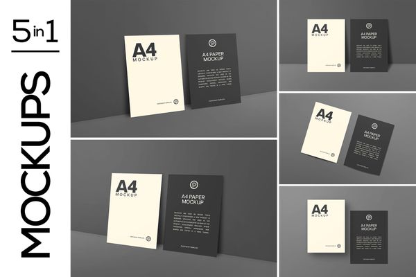 A4 Paper Set Mockup
