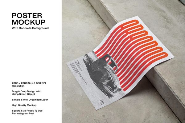 Poster Mockup With Concrete Background