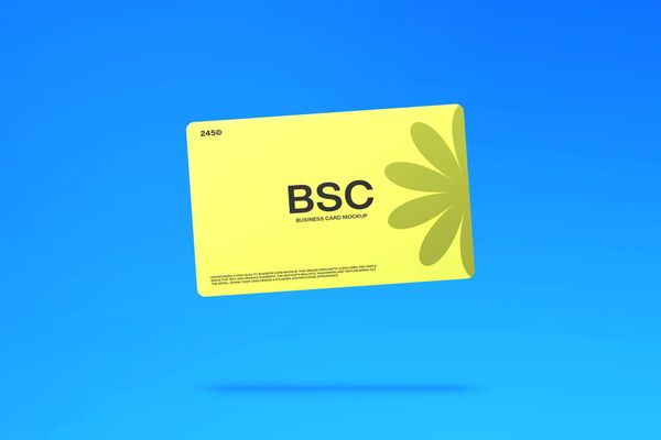 Floating Rounded Business Card Mockup