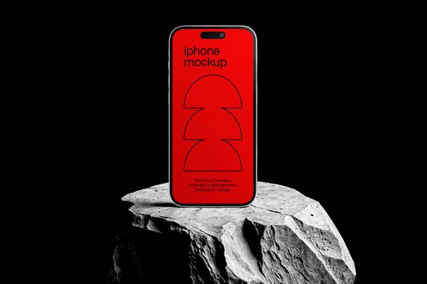 Stand iPhone Mockup On Stone