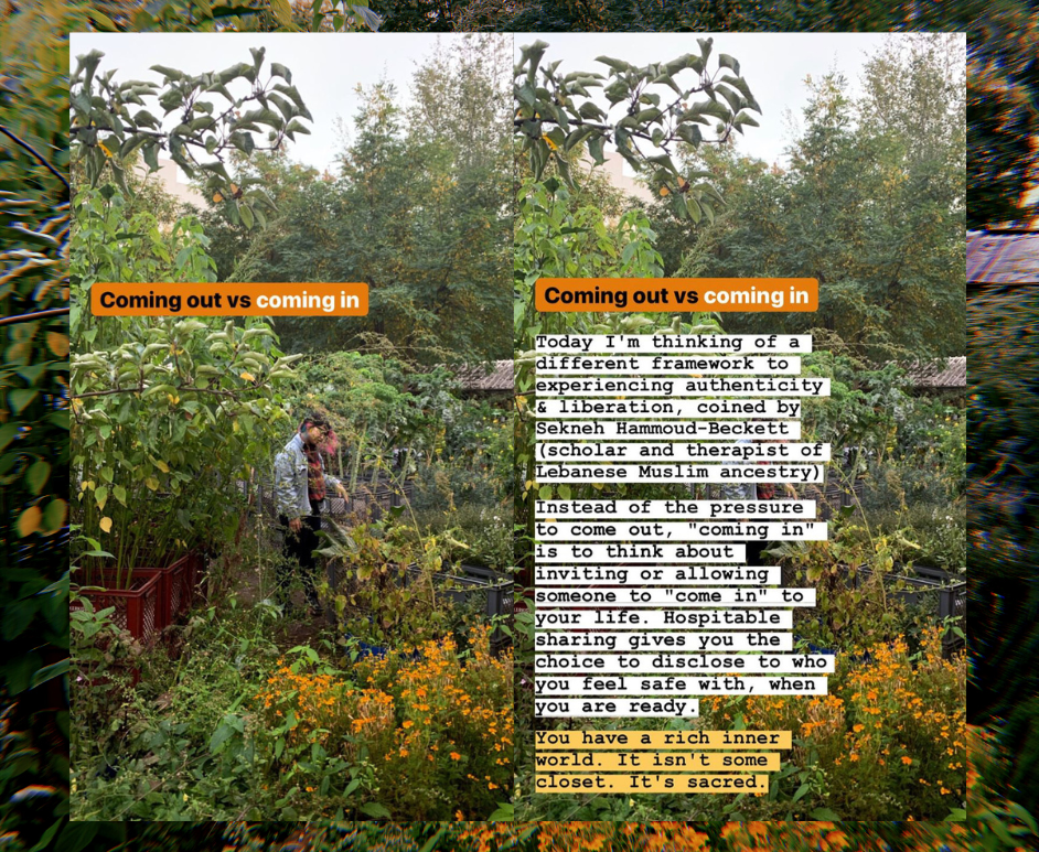 Coming out vs. coming in