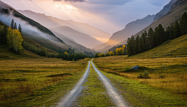 A winding mountain road at golden hour evoking self-discovery and transformation — best memoirs similar to Educated