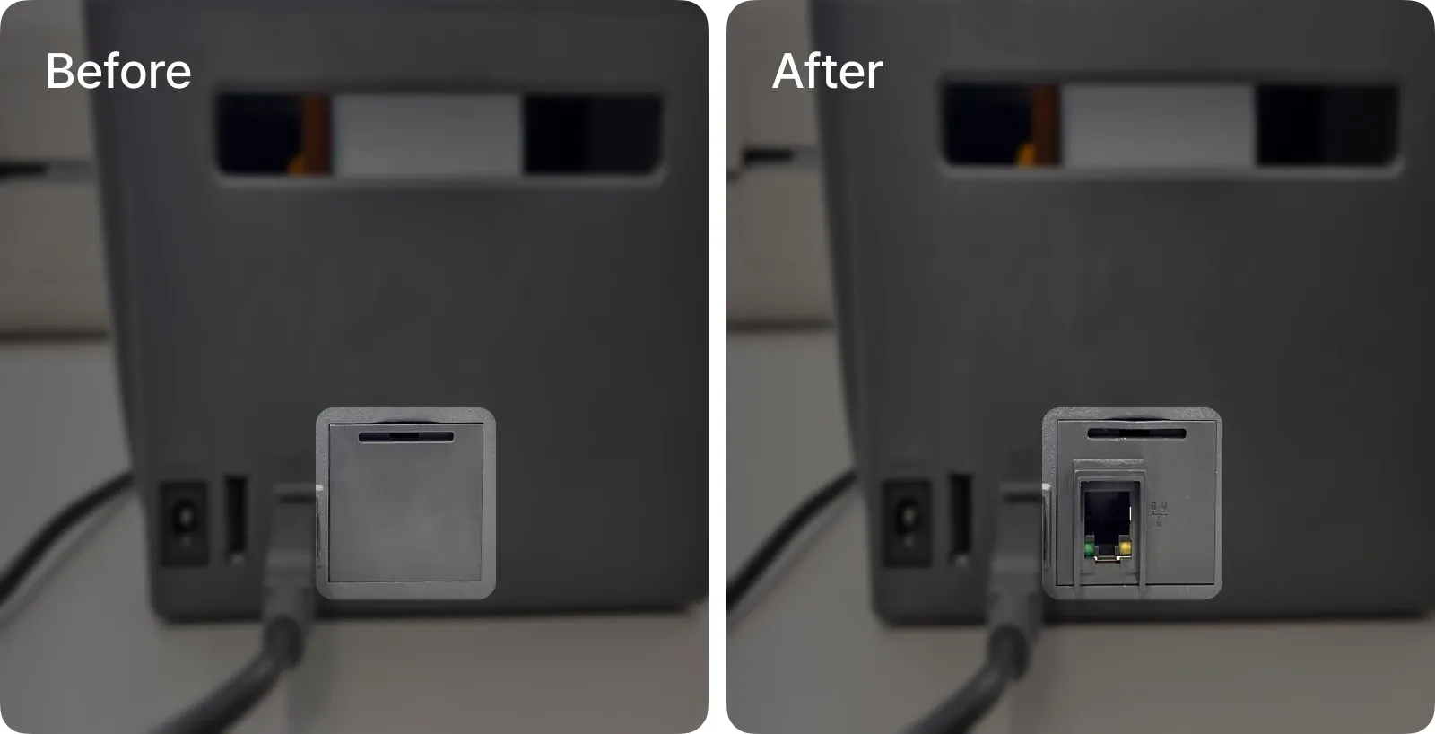 와이파이 모듈 슬롯 장착 전/후 비교