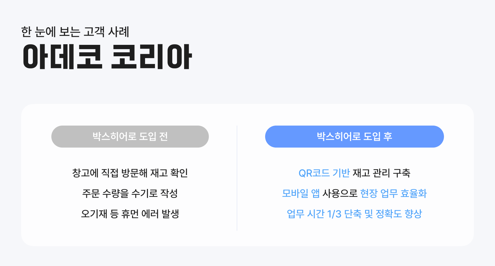 한 눈에 보는 고객 사례 : 아데코 코리아
