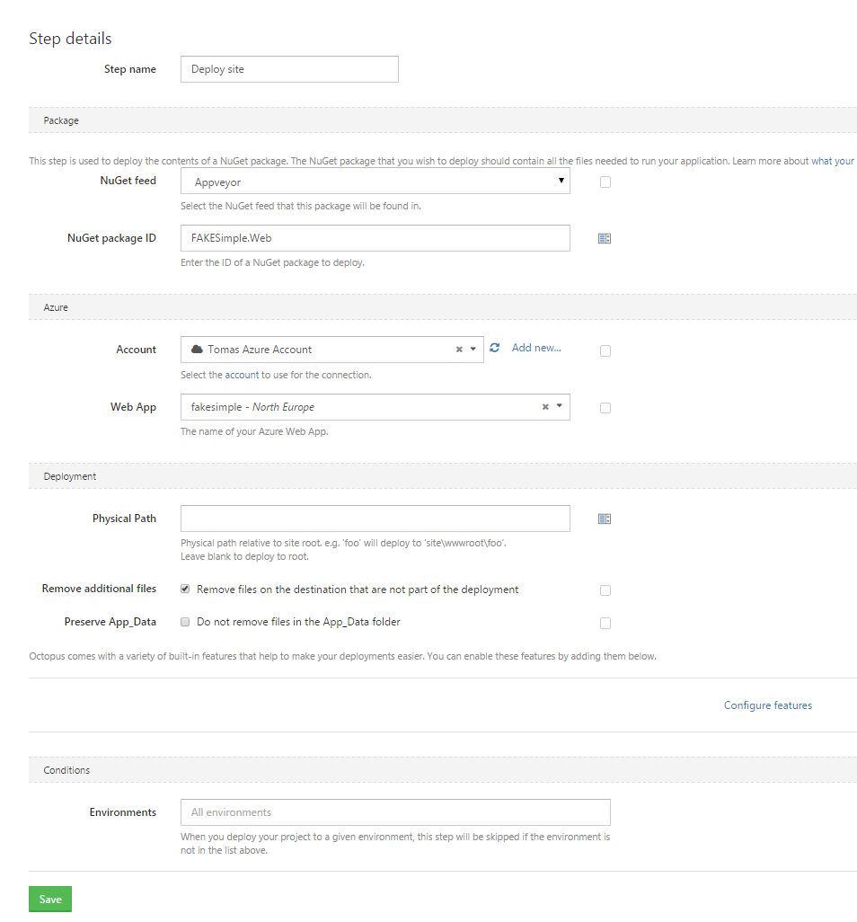Octopus deploy configuration
