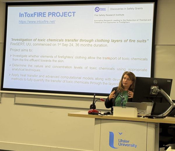 Dr Svetlana Tretsiakova Addresses Firefighters Safety in a Keynote Speech at a SFPE Event at Ulster University