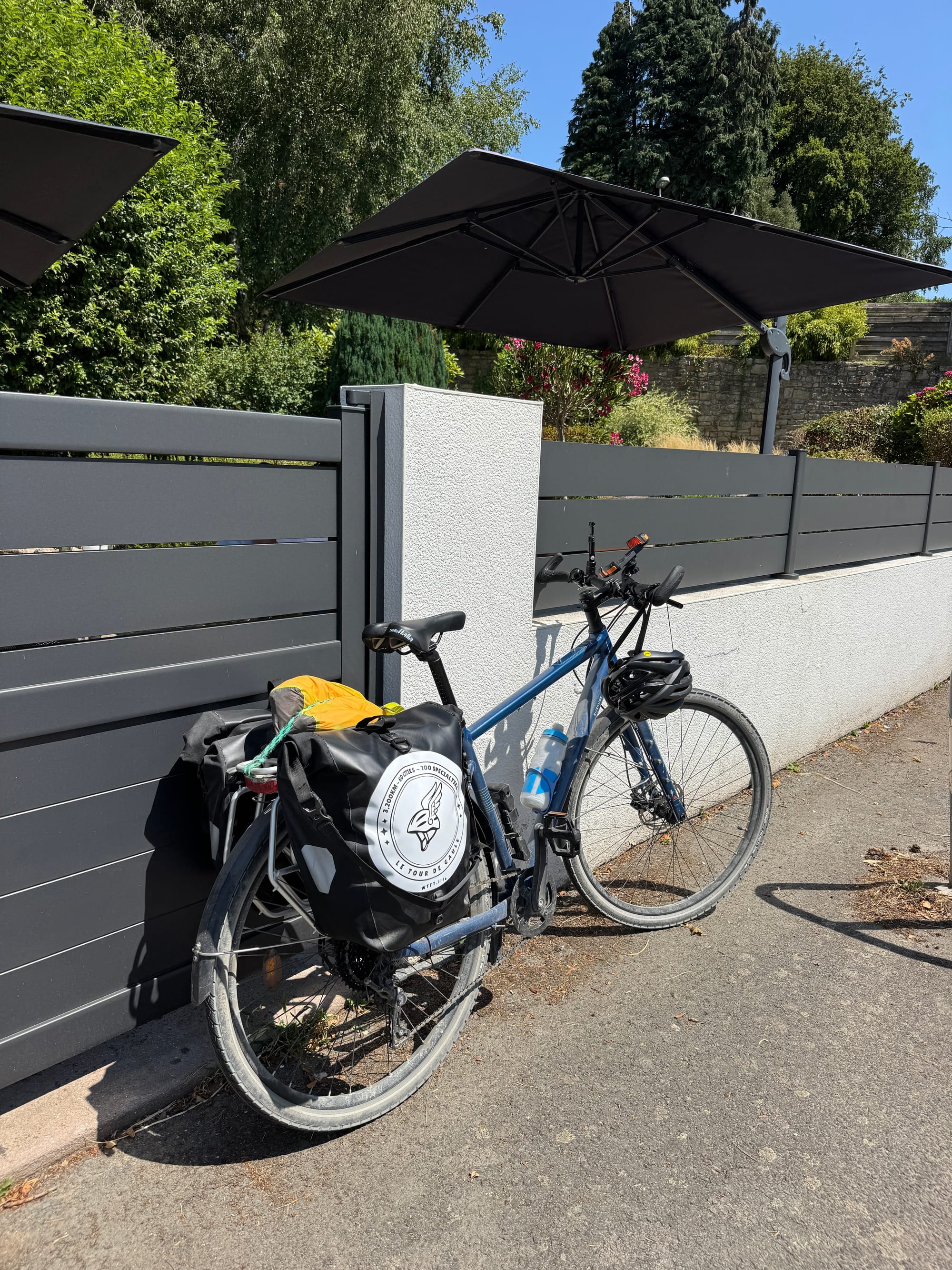 Ready to leave my accommodation during a 3,200-kilometre cycling tour across France.