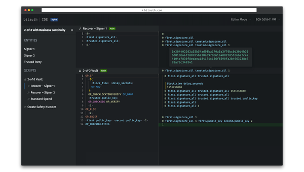 BitAuth IDE:  Write and Debug Custom Bitcoin Scripts