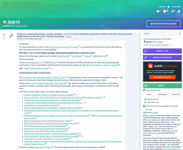 AMA on r/btc: Build Decentralized Apps on Bitcoin Cash with PMv3
