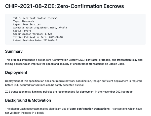 CHIP: ZCEs – Instant, Secure Payments on Bitcoin Cash
