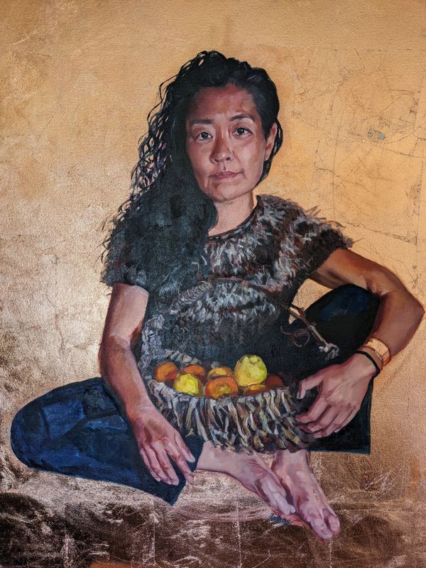 Oil on bronze leaf by Bethany Thurtell