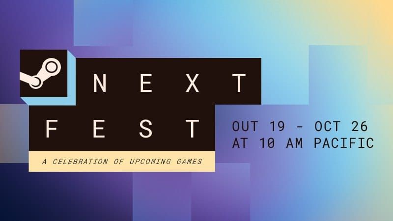 Steam Next Fest October 2026 key art showing the event dates, October 19 to 26