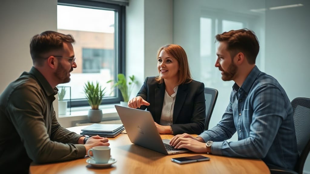 Small UK sales team in a meeting