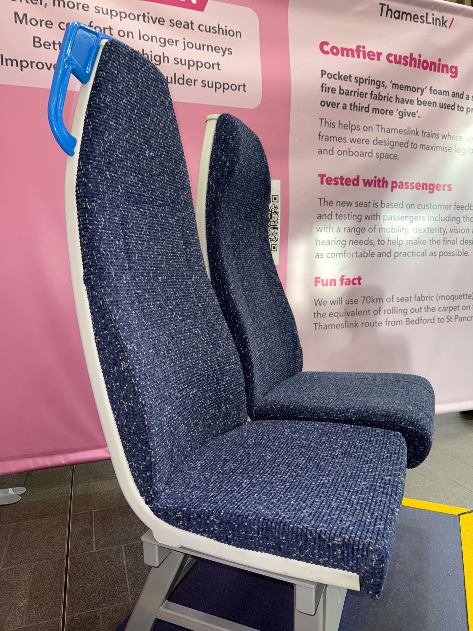 Comparison of old and new Thameslink seat cushions and backrests