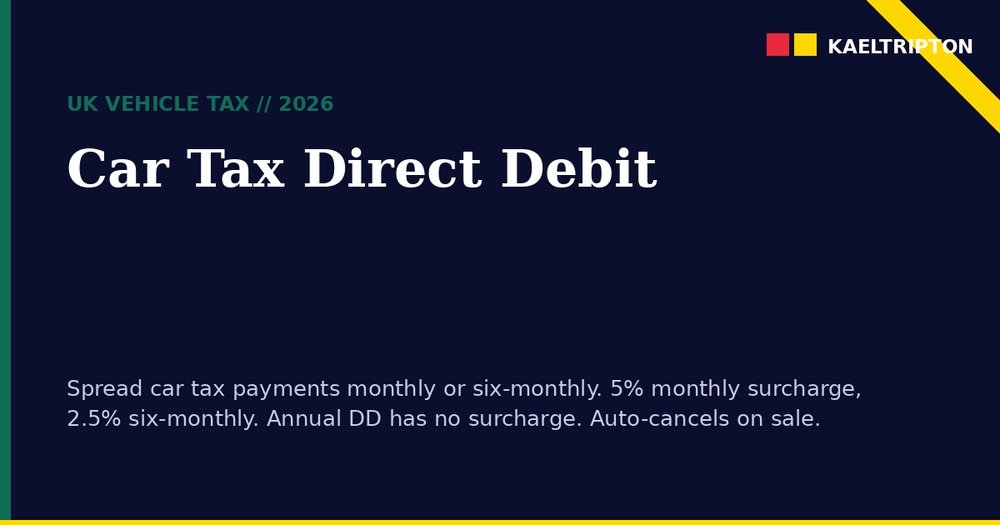Vehicle Tax Direct Debit UK 2026: Set Up, Cancel, and the 5% Surcharge