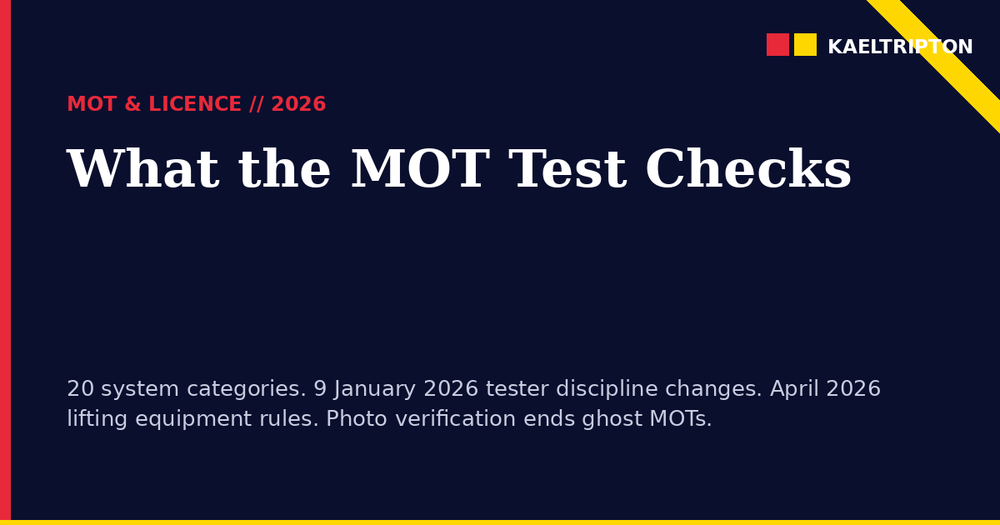 MOT Test UK 2026: What Is Checked — Full DVSA Inspection List