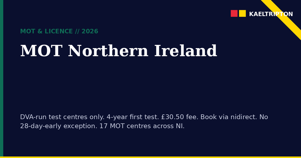 MOT Northern Ireland 2026: DVA Rules, 4-Year First Test, and How to Book