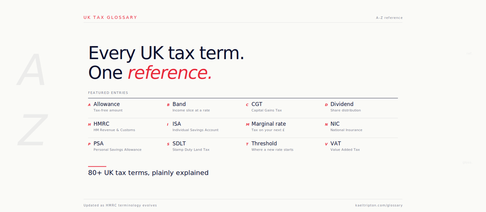UK Tax Terminology A–Z Glossary: Every Term Explained